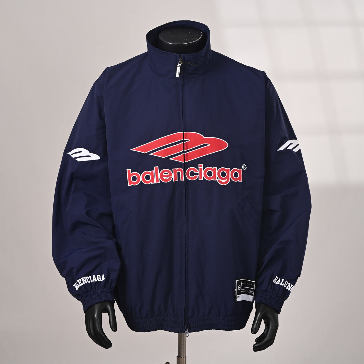 Balenciaga Paris Script Logo Embroidered Cotton Hoodie