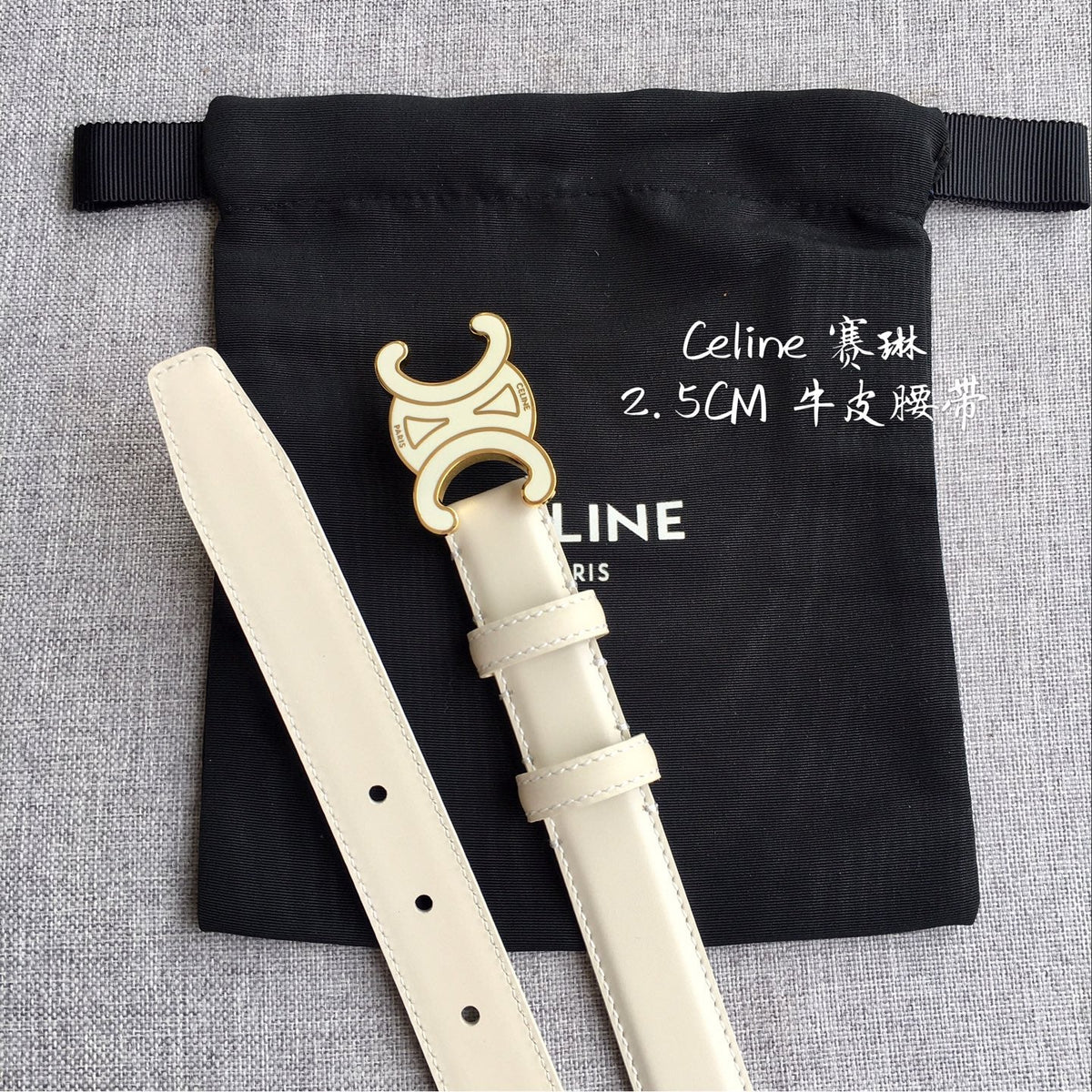 Authentic Celine Women‘s Leather Belt – Triomphe Buckle